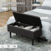 HOMCOM 47L Storage Ottoman, End of Bed Bench with Wooden Legs, Fabric Footstool for Living Room, Bedroom, 95 x 38 x 45cm
