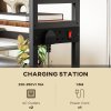 HOMCOM 4-Tier Printer Stand with Power Outlets, Mobile Printer Table with Wheels and Metal Frame for Home Office, Study, Rustic Brown