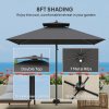 Outsunny 2.5m Cantilever Parasol with Solar Powered LED Lights, Double Top Square Overhanging Garden Parasol with 360 Rotation, Tilt Adjustment, Crank Handle, Dark Grey