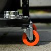 HOMCOM Workshop Stool, Rolling Machine Stool with 360?? Swivel, Padded Seat, Tool Tray, for Garage, Workshop, Auto Repair, Red