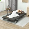 HOMCOM 2 Seater Sofa Bed, Click Clack Convertible Bed Settee, Modern Velvet Feel Fabric Sofa with 2 Cushions for Living Room, Bedroom, Guest Room