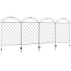 Outsunny Decorative Garden Fencing, 43in x 11.5ft Outdoor Picket Fence Panels, 4PCs Rustproof Metal Wire Landscape Flower Bed Border Edging Animal Barrier, Black