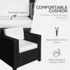 Outsunny Single Seater Rattan Chair, PE Wicker Garden Armchair with 10 cm Thickened Cushion, All-Weather Rattan Garden Chair with Armrests, Black