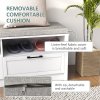 HOMCOM Shoe Bench with Removable Cushion, Shoe Storage Bench with Padded Seat, Open Compartments and Drawers for Entryway Hallway