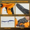 Outsunny 8 Inch Electric Chainsaw, Cordless Mini Chain Saw with Brushless Motor, 2 x 4000mAh Batteries and Safety Lock, Handheld Portable Wood Pruning Saw for Trimming Cutting, Orange