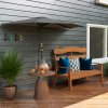 Outsunny 3(m) Half Parasol, Semi Round Umbrella with Metal Frame, Crank Handle for Balcony, Garden, Dark Grey