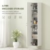 HOMCOM 300 x 1610 mm Wall Mounted Tall Bathroom Cabinet with Soft-Close Hinges, Slim Bathroom Storage Cabinet with 2 Doors, Modern Narrow Storage Cupboard, White