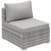Outsunny Armless Rattan Garden Chair, Outdoor Rattan Chair with Cushions, PE Wicker Garden Furniture with Steel Frame, Adjustable Footpads for Garden, Terrace, Light Grey