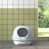 PawHut Cat Litter Box Toilet with Litter Scoop Enclosed Drawer, Front Entry Top Exit, Easy To Clean Blue