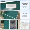 Outsunny 7 x 5ft Galvanised Metal Garden Shed with Foundation, Lean to Shed, Tool Storage House with Sliding Doors, 2 Vents, Adjustable Shelves and Hooks, Green