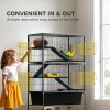 PawHut 5 Levels Rabbit Cage, Rolling Rat Cage with Slide Out 16cm Deep Tray, Non Slip Cloth Covered Ramps, Hammock, for Bunny, Pet Mink, Chinchillas, Squirrel, 88 x 48 x 150.5cm, Dark Grey