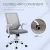 Vinsetto Mesh Office Chair with Flip-up Armrest, Swivel Computer Chair with Lumbar Support, Adjustable Height, Tilt Function for Home/Office, Grey