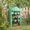 Outsunny 4 Tier Widened Mini Greenhouse with Reinforced PE Cover, Portable Indoor Outdoor Green House with Roll-up Door and Wire Shelves, 90 x 49 x 160cm, Green