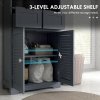 kleankin Bathroom Cabinet with Drawers, Bathroom Storage Cabinet with Louvred Doors, Open Compartment and Adjustable Shelf for Washroom