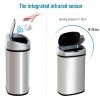 HOMCOM 30L Automatic Kitchen Bin with Lid, Stainless Steel Sensor Bin with Infrared Motion Sensor for Home Office, Bathroom, Living Room, Silver