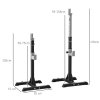 HOMCOM Barbell Squat Rack Adjustable Weight Lifting Bench Max Load 150kg Gym Fitness Strength Training Push up Dip Stand with Wheels