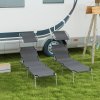 Outsunny Outdoor Foldable Sun Lounger Set of 2, 4 Level Adjustable Backrest Reclining Sun Lounger Chair with Angle Adjust Sun Shade Awning for Beach, Garden, Patio, Grey