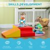 HOMCOM 6 Piece Soft Play Equipment, Kids Foam Blocks Toys for Climb and Crawl, Indoor Activity Play Set Playground for Toddler 1-3 Years Old, Red