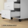 HOMCOM 3-Drawer Filing Cabinet, Mobile File Cabinet for Home Office, Small Rolling Filing Cabinet, Printer Stand, Under Desk File Cabinet for A4, Letter-Size Files, White Wood Grain
