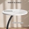 HOMCOM C Shaped Side Table, Round Bedside Table with Marble Effect Top, Modern Coffee Table Sofa End Table with Metal Frame for Living Room Bedroom Office, White