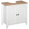 kleankin Under Sink Cabinet, Bathroom Sink Cabinet with 2 Doors, Pedestal Under Sink Design, Freestanding Bathroom Cupboard with Adjustable Shelf