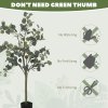 HOMCOM Set of 2 Decorative Artificial Tree, 4ft/ 120cm Silk Eucalyptus Trees with 230 Silver Dollar Leaves in Pot, Fake Plants for Home, Office, Living Room, Indoor Decor