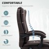 HOMCOM Executive Office Chair with 6-point Massage and Heat, PU Leather Reclining Desk Chair with Tufted High Back, Height Adjustable, Swivel Wheels, Footrest, for Home, Dark Brown