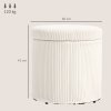 HOMCOM 40cm Round Storage Ottoman, Corduroy Footstool with Removable Lid and Legs, Vanity Stool for Living Room, Bedroom