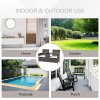 Outsunny 2 Seater Rattan Campanion Chair Wicker Loveseat Outdoor Patio Armchair with Drink Table Garden Furniture - Grey