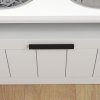 PawHut Raised Dog Bowl, Elevated Pet Bowls with Slow Feeder, Two Stainless Steel Bowls, Drawer, for Large & Extra Large Dogs, White