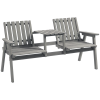 Outsunny 2-Seater Wooden Garden Bench, Antique Loveseat Chair with Table & Parasol Hole, Outdoor Bench for Porch, Patio, Grey