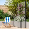 Outsunny Garden Planter Box with Trellis, Liner, Rattan Raised Bed, Trough Planter with Topped Trellis for Climbing Plants, Vegetables, Flowers, 90 x 35 x 148 cm, Mixed-grey