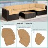 Outsunny Replacement Cushion Covers for Garden Sofa Set, Garden Rattan Sofa Cushion Polyester Cover Replacement Outdoor - No Cushion Included, Beige