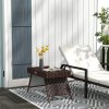 Outsunny Foldable Outdoor Side Table, Rattan Garden Coffee Table with Steel Frame, Space Saving Bistro Garden Furniture for Patio, Balcony, 60 x 41 x 41 cm, Brown