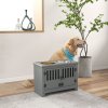 PawHut Raised Dog Bowls for Large Dogs, Pet Feeding Station, Doors with Latch, Storage Cabinet, Two Stainless Steel Bowls - Grey