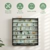 HOMCOM 7-Tier Wall Mounted Display Cabinet, Display Case with 6 Adjustable Shelves, Glass Doors for Home Office Ornaments 83x80cm, Black and White