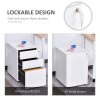 Vinsetto 3-Drawer Mobile Filing Cabinet, Steel Lockable File Cabinet for A4, Legal, Letter, Compact Under Desk Storage Unit with Pre-Assembled Body Except Wheels for Home Office, 39 x 48 x 59cm, White