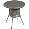 Outsunny 70 cm Outdoor Dining Table, PE Rattan Patio Table with Wood-plastic Composite Top for Balcony, Garden, Grey