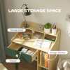 AIYAPLAY Kids Desk and Chair Set, Children Study, Table and Chair Set with Storage Shelves, Drawer, Kids Table and Chair Set for 3-10 Years, Green