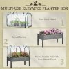 Outsunny Raised Garden Bed with PE Greenhouse Cover, Outdoor Elevated Wood Planter Box for Herbs and Vegetables, Use for Patio, Garden, Balcony, 121 x 55 x 117cm, Dark Grey