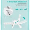Outsunny Set of 2 Folding Sun Lounger with Wheels, 5-Position Adjustable Outdoor Deck Chair Furniture, Garden Beach Patio Pool Lounger Recliner Seat, White