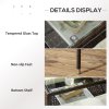 Outsunny 2 Seat Rattan Garden Bench, Patio Wicker Chair with Glass Tea Table, Outdoor Love Seat with Padded Cushions, for Garden, Porch, Brown/Cream White