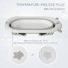 HOMCOM Foldable Baby Bathtub Set, Collapsible Bath Tub with Thermostatic Water Plug, Non-Slip Support, Cushion Pad, Drain Plugs, for Newborn to 3 Years - Offwhite