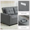 HOMCOM 2 Seater Sofa Bed, Convertible Pull Out Sofa Bed with Adjustable Backrest, Cup Holders and Pillows, Click Clack Settee for Living Room, Bedroom, Guest Room