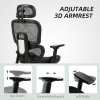 HOMCOM Ergonomic Office Chair, Mesh High Back Computer Desk Chair with 3 Level Adjustable Back, Adjustable Lumbar Support, Swivel Recliner with 3D Armrest, Headrest, Footrest, Black