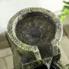 Outsunny Outdoor Garden Water Feature with 4-Tier Stacked Stone Look Bowls, Patio Cascading Waterfall Fountain, Adjustable Flow, Rustic Decor, Black and Yellow