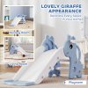AIYAPLAY 3 in 1 Kids Slide, Giraffe Shape Toddler Slide with Climber, Basketball Hoop and Ball, Indoor Playground Equipment for Age 1-3, Blue