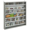 HOMCOM 7-Tier Wall Mounted Display Cabinet, Display Case with 6 Adjustable Shelves, Glass Doors for Home Office Ornaments 83x80cm, Graphite Wood Effect