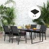 Outsunny Set of 4 Outdoor Seat Cushions with Ties, Water Repellent Seat Pads for Garden Patio Kitchen Office Chairs, Black