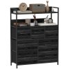 HOMCOM Bedroom Chest of Drawers, Fabric Dresser with 7 Drawers, Storage Organiser Unit with Open Shelves and Metal Frame for Living Room, Entryway